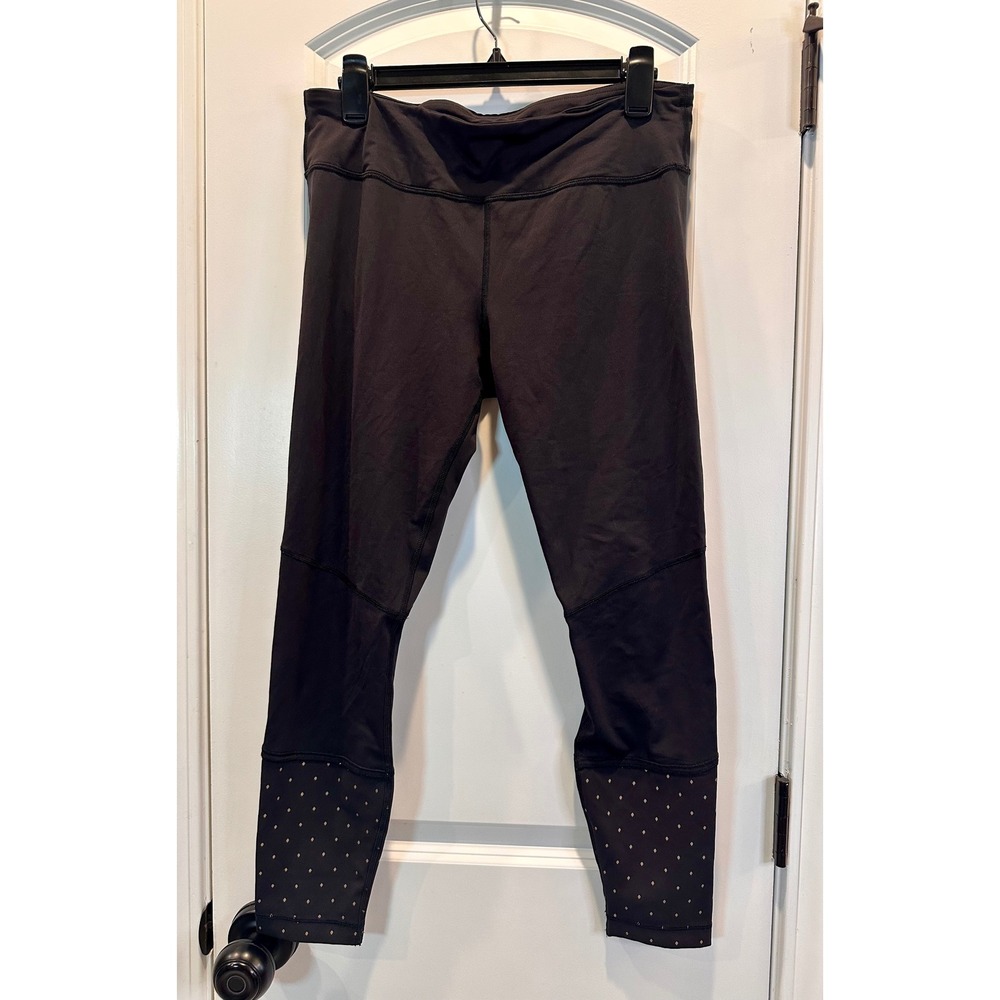 Lululemon Leggings Womens 10 Black Excellent Reflective Dot Running Tights